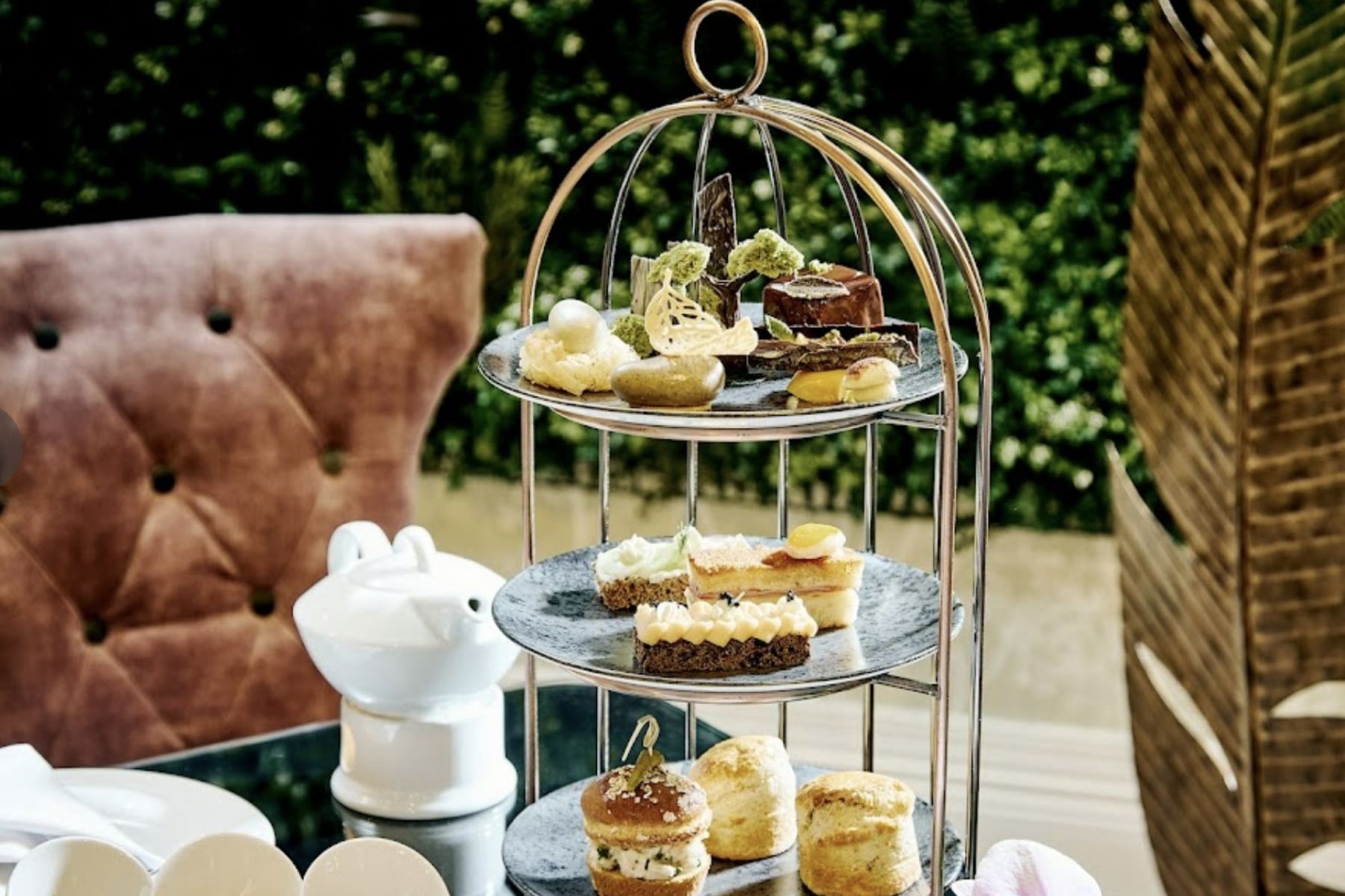 afternoon tea setting at luxury hotel in Ireland